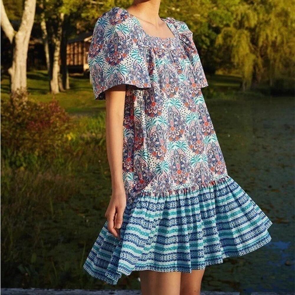 CARA CARA Palm Medallion Teal Janie Dress Size XS NWT Retail $250